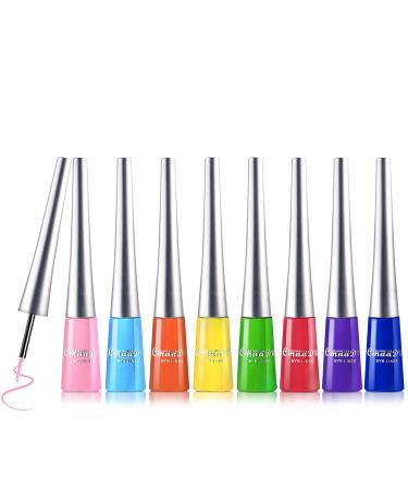 Matte Liquid Eyeliner, 8 Colors Set Long Lasting Makeup Waterproof High Pigmented Colorful Eye Liner Pen for Women Girls (8 PCS)-A 8 Count (Pack of 1)