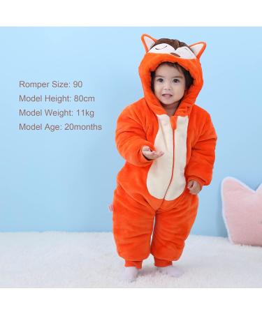 COOKY.D Baby Animal Hooded Winter Romper | Newborn 3-36 Month | Thicken Outfits Jumpsuit | 6-12 Month Fox - Buy Online on GoSupps.com