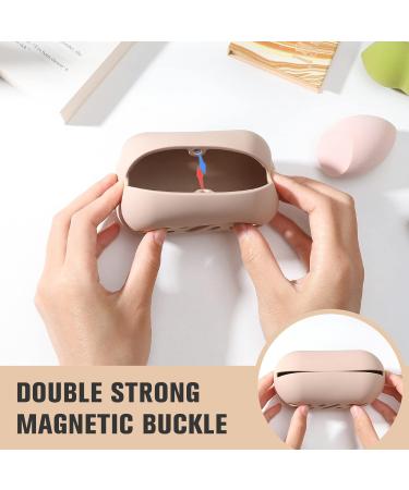 FERYES Large Silicone Makeup Sponge Holder - Portable Double Sided Beauty Blender Case in Khaki - Buy Online on GoSupps.com