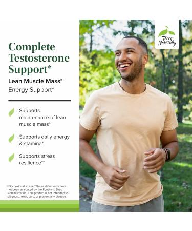Terry Naturally Complete Testosterone Support - Energy Supplement for Exercise Recovery - Male Hormonal Balance Support - Vegan - 30 Capsules (30 Servings) - Buy Online on GoSupps.com