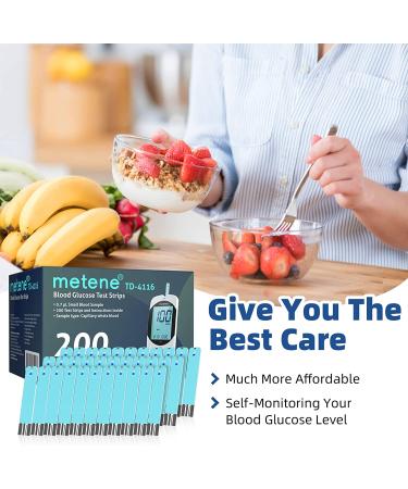 Metene TD-4116 Blood Glucose Test Strips 200 Count - For Diabetes Monitoring with TD-4116 Glucose Monitor - Buy Online on GoSupps.com