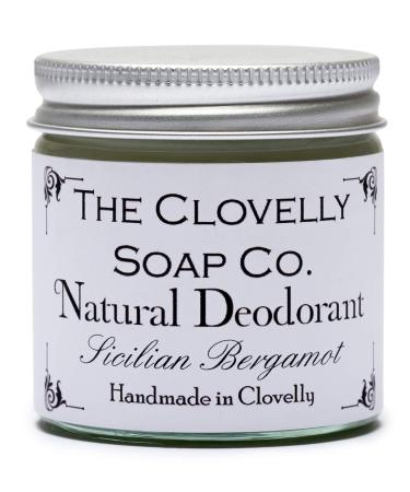 Clovelly Soap Co Natural Handmade Deodorant Balm Sicilian Bergamot 60g Glass Jar Coconut Lemon Mint Eucalyptus