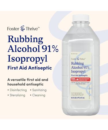 Foster & Thrive 91% Isopropyl Alcohol | First Aid Antiseptic for Cuts Scrapes & Burns - 16 Fl. oz - Safe & Effective - Buy Online on GoSupps.com
