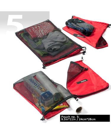 5-in-1 Nylon Drawstring Bags Set for Camping & Travel - Multi-Use Storage Pouches Pack - Buy Online on GoSupps.com
