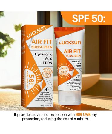 Air Fit Sunscreen SPF 50 PA++++ (2 Pack) Lightweight Face & Body Sunblock with Hyaluronic Acid + PDRN Non-Greasy For Daily Outdoor Use 1.69 fl oz Each (1) - Buy Online on GoSupps.com