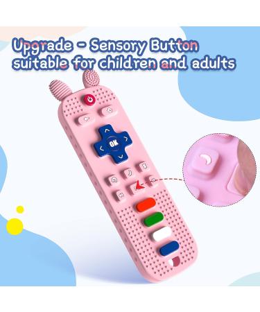 Scuwtocn Silicone Teether Toys for Baby 6-12 Months | Remote Control Shape | Textured Soft Flexible Sensory Gum Soothing | Pink - Buy Online on GoSupps.com