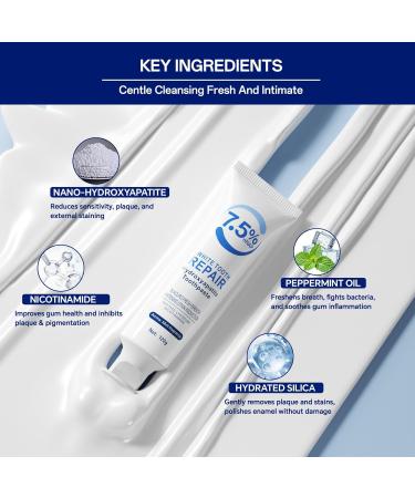 Hydroxyapatite Toothpaste for Sensitive Teeth - Enamel Repair & Whitening Fluoride-Free with Natural Mint Fresh Breath Cavity Protection (120g) - Buy Online on GoSupps.com