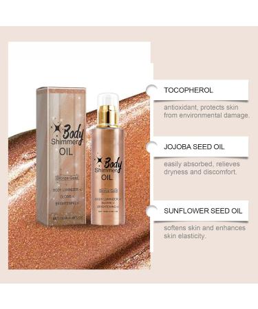 Shimmer Body Oil - Bronze Gold Body Shimmer Oil - Waterproof Body Glow Oil - Highlighter Body Luminizer - Natural Golden Bronzer Shimmering Oil - Shimmer Moisturiser for All Skin Types (100ml) - Buy Online on GoSupps.com