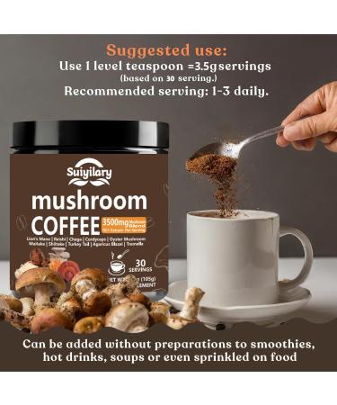 10 Mushroom Coffee with Arabica w Lion's Mane Reishi Mushroom Polysaccharides & More 3500mg(10:1) Extract Instant Mushrooms Powder for Focus Immunity Boost Memory & Clarity - 30 Servings mushroom coffee 3.7 Ounce (Pac  - Buy Online on GoSupps.com