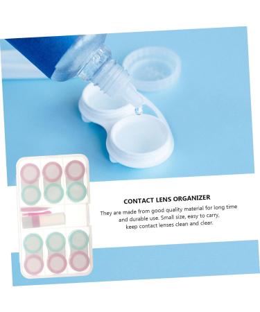 Shop Solustre Contact Lens Storage Kit - 2 Sets of Cube Containers & Tweezers | Transparent Plastic Macaron Organizer 16x10cm - Buy Online on GoSupps.com