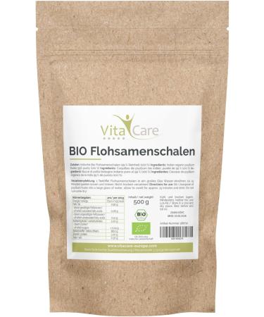 Vitacare Organic Psyllium Husk Powder 500g - 99% Purity Fiber-Rich Vegan & Gluten-Free Superfood for Digestive Health - Buy Online on GoSupps.com