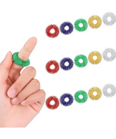 YixUtag acupressure ring 15PCs massage rings for finger finger massage ring finger massage ring finger massage ring/acupressure ring finger set for children adults high working pressure (five colors)