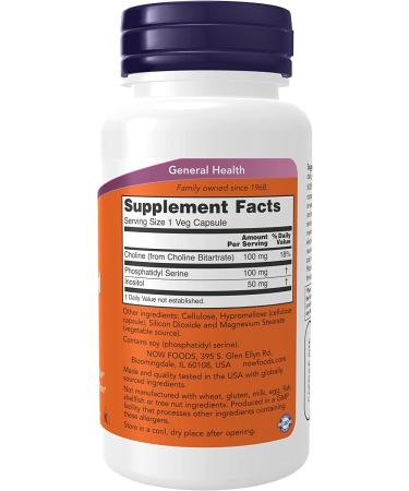 Now Foods Phosphatidyl Serine 100 mg - 60 Veg Capsules for Cognitive Support - Buy Online on GoSupps.com