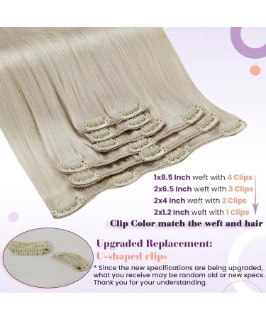 LAAVOO Platinblond Clip Extensions - 40cm Real Hair 105g 7PCS Double Tressen Premium Remy Blonde Clip-Ins for Full Head - Buy Online on GoSupps.com