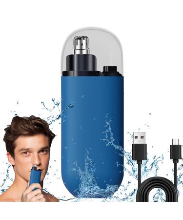 Portable Electric Nose Hair Trimmer for Men Waterproof USB Rechargeable Portable Nose Hair Trimmer with Dust Protection Cap Electric Nose Shaver Painless & Precision (Blue)