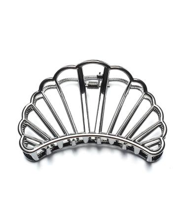 QinGoo Large Black Metal Shell Hair Clip - Stylish Hair Accessories for Women & Girls (8cm x 4cm) - Buy Online on GoSupps.com