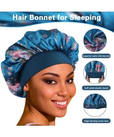 Satin Bonnet for Sleeping - 4 Pack Large Silk Bonnets for Black Women - Elastic Soft Band for Hair Care - Buy Online on GoSupps.com