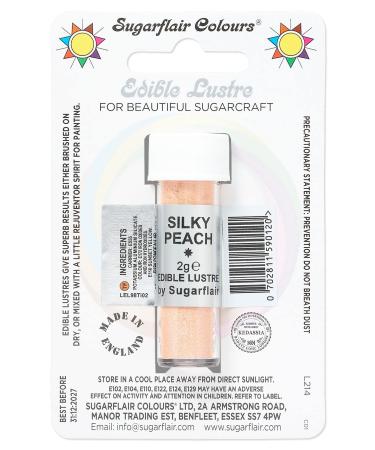 Sugarflair Silky Peach Edible Lustre Dust (E171 Free) Add a Lustrous Shine to Cakes or Decorations. Brush On or Add Rejuvenator to Create Eye-Catching Edible Paint- 2g