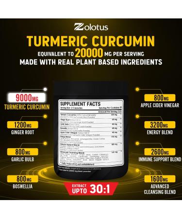 30-in-1 Turmeric Curcumin + Ginger Capsules | 20000mg Equivalent | Joint Support with Ginseng, Bromelain, Moringa & Black Pepper - Buy Online on GoSupps.com