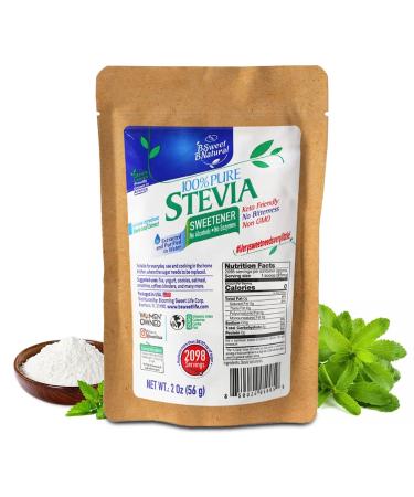 Stevia Powder 100% Pure 2 Oz No Artificial Sweetener. 2098 Servings | Stevia Green Leaf Extract | Zero Calorie & Keto Friendly