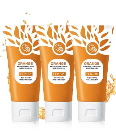 Orange Exfoliating Gel Scrub for Face & Body - Gentle Orange Peel Exfoliation Deep Cleansing Pores Moisturizing Gel for All Skin Types Mild Enzymatic Formula (3pc 1.69floz) 3pc 1.69 Fl Oz (Pack of 1)