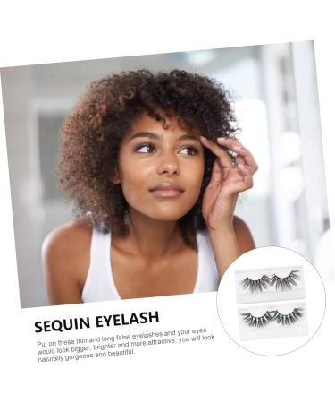 Veemoon 2 Pairs Fake Eyelashes Sequin Eyelash Fluffy Volume Lashes Artificial Eyelashes Women False Eyelash Thick Volume Eyelash Faux Lashes 3d Glitter Powder Make up Chemical Fiber - Buy Online on GoSupps.com
