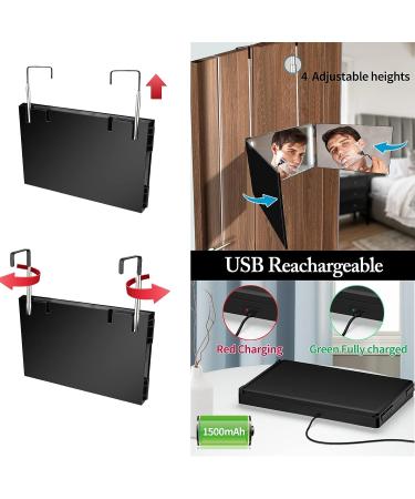 UHdod 3 Way LED Lighted Mirror for Self Hair Cutting - Portable & Adjustable Barber Trifold Mirror - Buy Online on GoSupps.com