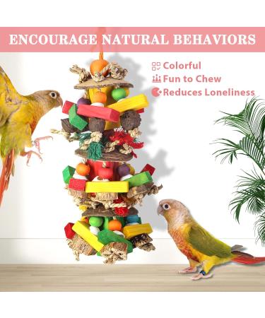 Mqupin Parrot Toy Waves - Colorful Wooden Block Accessories for Budgies | Natural Nut Hanging Cage Toy 45cm - Buy Online on GoSupps.com