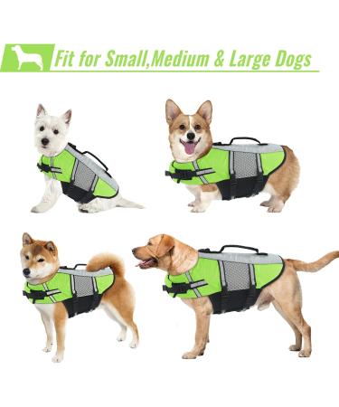 ALAGIRLS Dog Life Jacket - Adjustable Pet Lifesaver - High Buoyancy Floatation Vest for Water Safety - Green L (Chest 53-72cm) - Buy Online on GoSupps.com