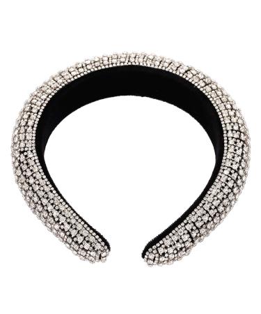 HZEYN Silver Rhinestone Padded Headband - Sparkly Bejewelled Hair Accessory for Women - Buy Online on GoSupps.com