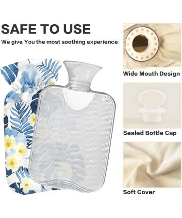 NAANLE Plumeria Hot Water Bottle - 2L with Cover for Pain Relief Neck Warmth & Cold Therapy | Transparent Heat Bottle - Buy Online on GoSupps.com