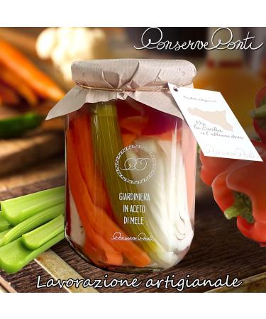 Artisan "Giardiniera" of vegetables with apple cider vinegar - jar ml. 720 Sicilian production Conserve Conti - Buy Online on GoSupps.com