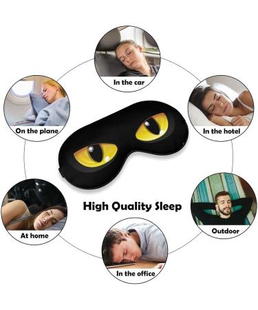 LynaRei Horrific Black Cat Sleep Mask - Glowing Eyes for Halloween - Elastic Blackout Blindfold for Full Night's Sleep and Travel - Buy Online on GoSupps.com