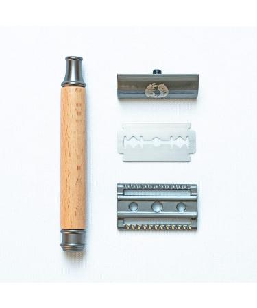 Chinchilla Beech Wood Razor Plane - Eco-Friendly Wet Razor for Men & Women | Includes 10 Blades & Bags | Sustainable Zero Waste & Plastic-Free | Made in Germany - Buy Online on GoSupps.com