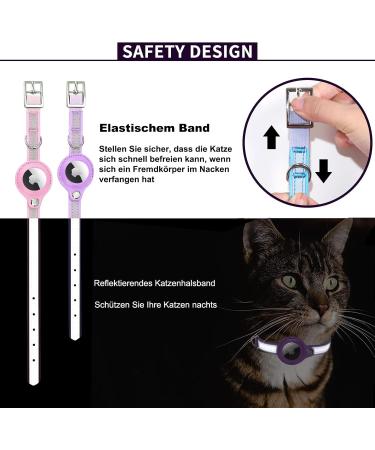 Buy Mouyou Airtag Cat Neck Band - Leather Adjustable Airtag Collar for Cats & Dogs (28-37cm) - Purple with Safety Clasp & Holder - Buy Online on GoSupps.com