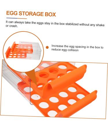 Angoily Egg Storage Box Portable Fridge Refrigerator Egg Case Egg Bin Double Layer Crisper Plastic re-usable Orange 23.5x21.5cm - Buy Online on GoSupps.com