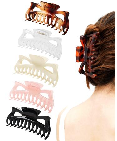 Olldag 5.5 Inch Large Hair Claw Clips for Women Thick Hair Strong Hold Nonslip Big Extra Jumbo Jaw Banana Clip Barrettes Birthday Business Gift Hair Accessories for Women Girls Daughter Girlfriend (5 Pack) 5PC Big hair c...