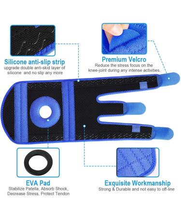 Adjustable Knee Support Brace for Running Sports & Joint Pain - AVIDDA Patella Tendon Knee Brace with Stabilizers | Blue XS-M 12.5-18.5 - Buy Online on GoSupps.com