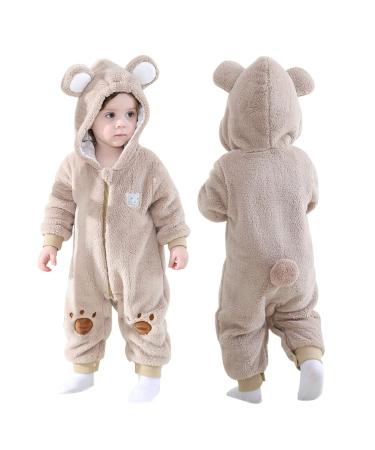 Doladola Baby Romper Animal Dalmatians Onesies Toddler's Romper Jumpsuit Newborn Baby Outfit 0-3 Months Beige Bear