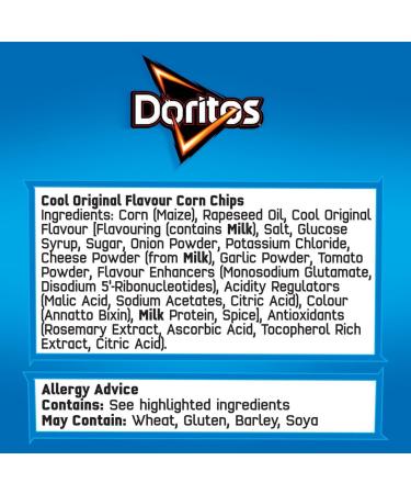 Doritos Tortilla Chips Cool Original Sharing Bag Crisps 180g | Suitable for vegetarians | Premium product | Smooth and tangy snacks for sharing with friends - Buy Online on GoSupps.com
