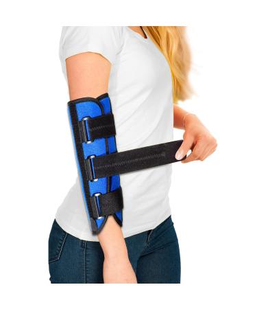 Elbow Brace,Elbow Splint for Cubital Tunnel Syndrome,Night Elbow Sleep Support with 3 Plastic Strips,For Ulnar Nerve, Tennis Elbow,Tendonitis,Fits for Men and Women, for Left and Right Arm - S/M
