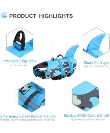 Shop Cit toile Dog Life Jacket - Safe & Lightweight Swimming Vest for All Sizes - Blue Camouflage Reflective Handle Included - Buy Online on GoSupps.com