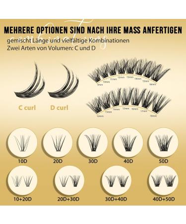 Individual Eyelash Extensions 320 Stk - 50D 0.07D Curl Mix 9-16mm - Reusable DIY Cluster Lashes for Stunning Eye Makeup - Buy Online on GoSupps.com