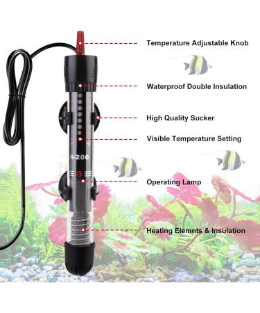 Vegena Aquarium Heater 200W Adjustable Thermostat for 200L Fish Tanks | Reliable Heating Rod with Suction Cups - Buy Online on GoSupps.com