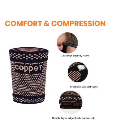 Bicep Compression Sleeve for Pain Relief | Upper Arm Compression Sleeve & Tendonitis Brace | Triceps Support for Men & Women (Gold Medium - Buy Online on GoSupps.com