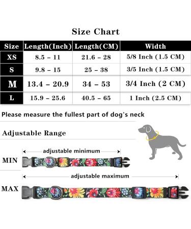 Heele Dog Collar for All Sizes - Adjustable Patterned Dog Collars for Puppies & Large Dogs | Comfortable & Durable Wild Flowers Design (34-53cm 2cm) - Buy Online on GoSupps.com