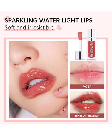 Plumping Lip Oil Hydrating Gloss Tinted Balm Transparent Lip Care - Pink Raspberry Glitter Shine, Long Lasting Moisture, Nourishing Formula - Non-Sticky with Big Brush Head - Buy Online on GoSupps.com