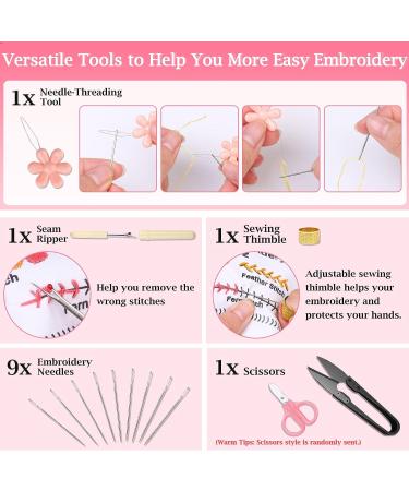 Embroidery Stitch Practice Kit - 4 Sets Beginners Starter Kit with 30 Stitches, Cloth, Hoop - Buy Online on GoSupps.com