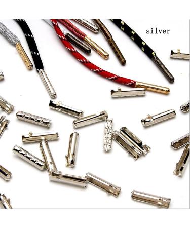 Hole Cord Lock Stopper spring buckle Cord Locks Leather End Silver/Gold/Bronze Fold Over Crimp Cord Ends Connector For shoes cord waist cord Making Accessories (10PCS(Silver) 4x23 mm Silver - Buy Online on GoSupps.com