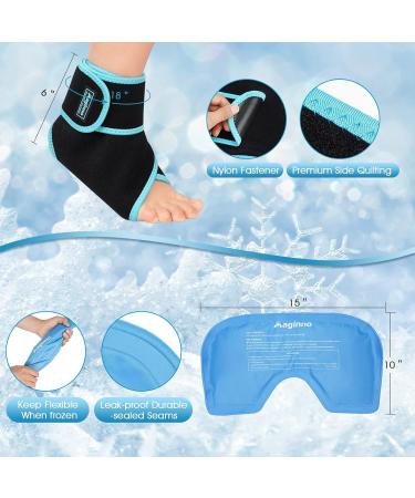Maginno Ankle Ice Pack Wrap - Reusable Hot Cold Compression Therapy for Sports Injury, Achilles Tendonitis, Sprains, Plantar Fasciitis - Ankle Brace Gel Pack - Buy Online on GoSupps.com